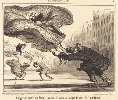 Danger of Wearing Balloon Skirts... by Honoré Daumier
