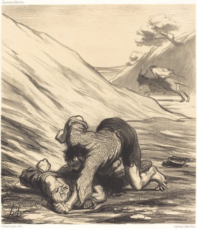 The Donkey and the Two Thieves by Honoré Daumier