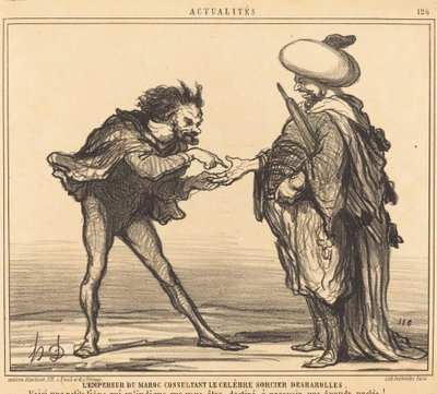 The Emperor of Morocco Consulting... Desbarolles by Honoré Daumier