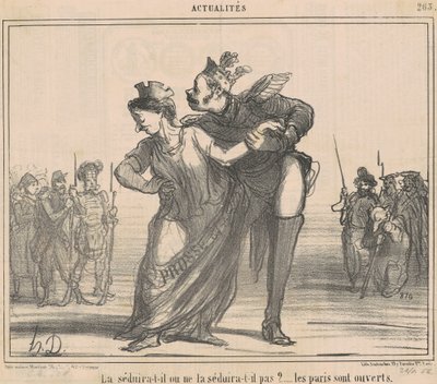 Will He Seduce Her? The Bets Are Open by Honoré Daumier