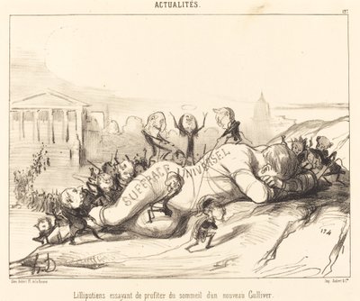 Lilliputians Trying to Take Advantage of Sleep... by Honoré Daumier