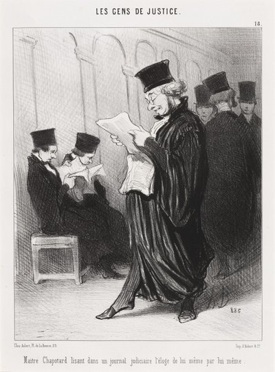 Maitre Chapotard Reading... His Own Praise... by Honoré Daumier