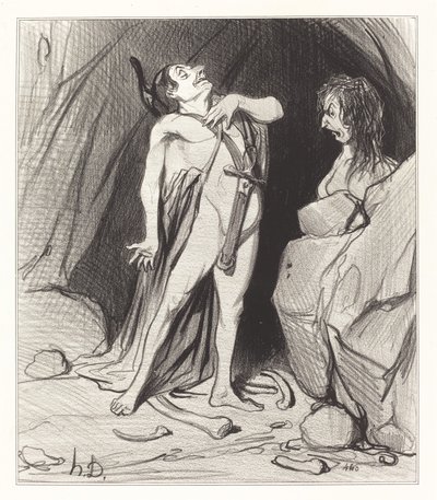 Oedipus at the Sphinx by Honoré Daumier
