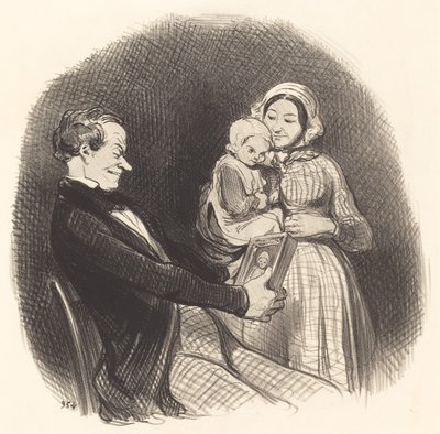 Papa Contemplating the Image of His Image by Honoré Daumier