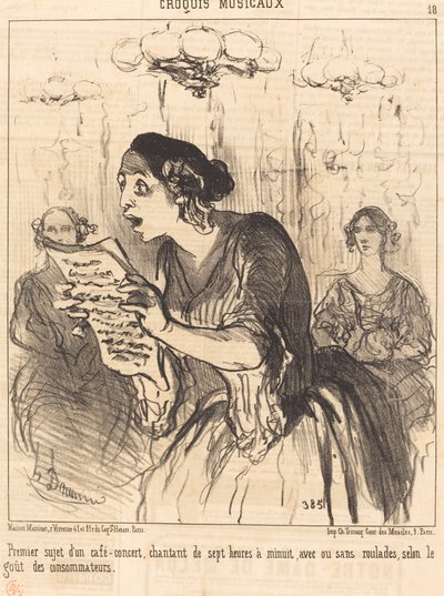 First Subject of a Singing Café-Concert... by Honoré Daumier