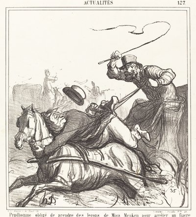 Prudhomme Forced to Take Lessons... by Honoré Daumier
