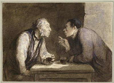 Two Drinkers by Honoré Daumier