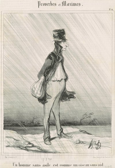 A Man Without Shelter... by Honoré Daumier