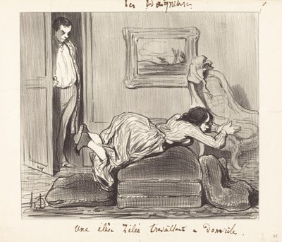 A Diligent Student Working at Home by Honoré Daumier
