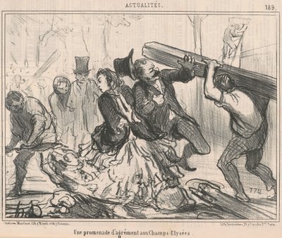 A Leisurely Walk in the Champs-Elysées by Honoré Daumier