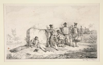 Soldiers in Skirmish Formation by Emile Jean Horace Vernet