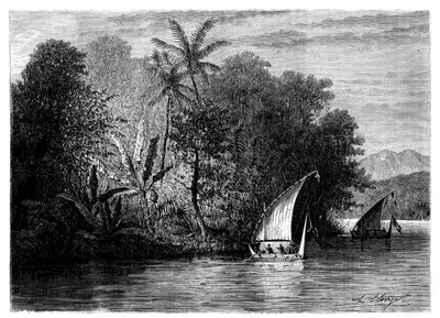 A sight at Celebes, Indonesia, 19th century by Hubert Clerget