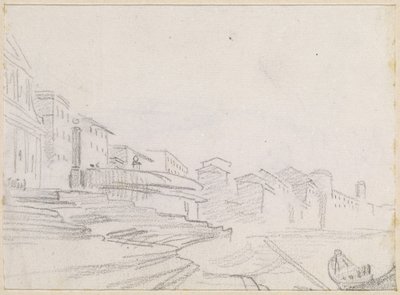 Buildings along a Riverside by Hubert Robert