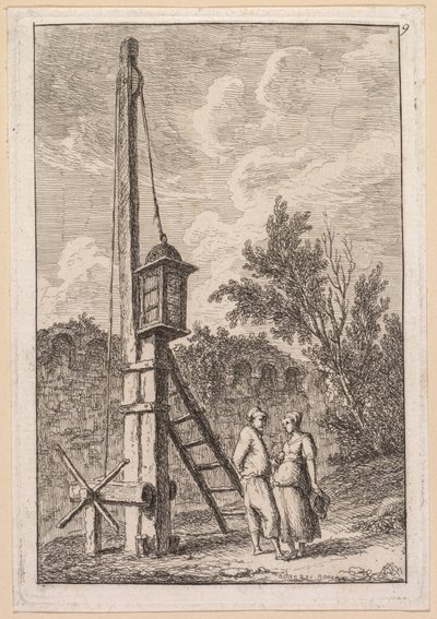 Les Soirées de Rome: Le Poteau by Hubert Robert