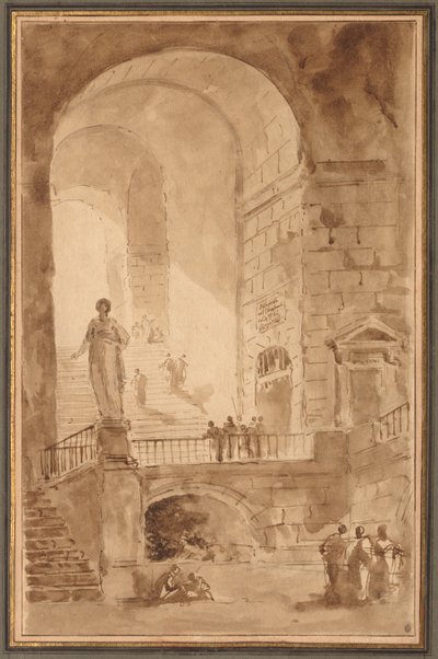Vaulted Staircase by Hubert Robert