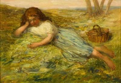 Girl and Basket, 19th Century by Hugh Cameron
