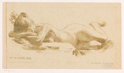 Reclining nude woman by Huib Luns (signed by artist)