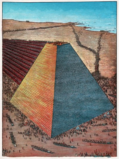 Pyramid of Cheops, 1927 (engraving) by Hungarian School