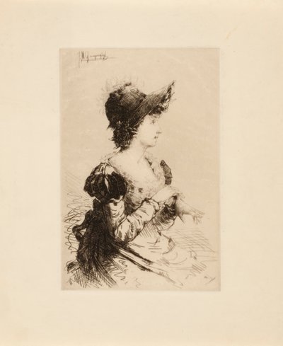 Untitled (woman putting on gloves) by Ignaz Marcel Gaugengigl