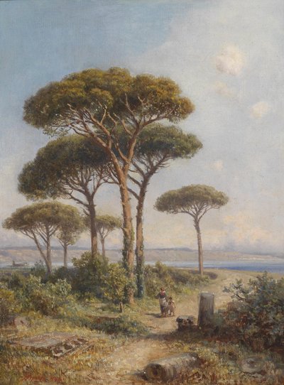 Southern Landscape with Figurative Staffage by Ignaz Seelos