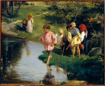 Children Fishing by Illarion Mikhailovich Pryanishnikov