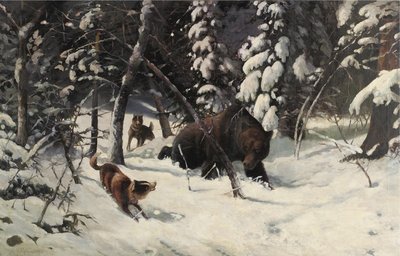 The Bear Hunt by Illarion Mikhailovich Pryanishnikov