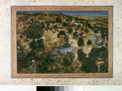 AURANGZEB: Awrangzib Hunts Nilgais, c.1660 by Indian School