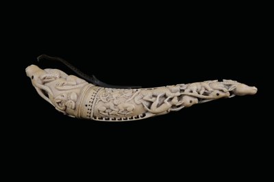 Carved powder horn, North India by Indian School