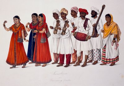 Dancing girls and musicians, c.1828 by Indian School