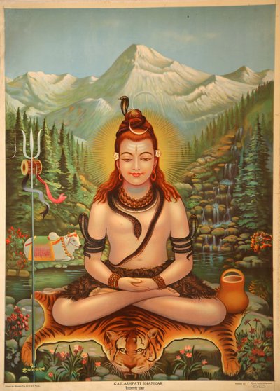 Shiva meditating by Indian School