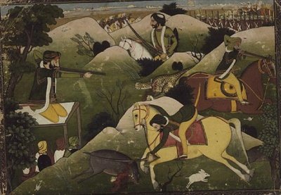 Sikh Prince hunting, Punjab by Indian School