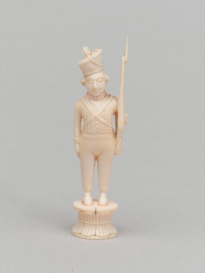 White pawn, chess piece, India, 1820 by Indian School