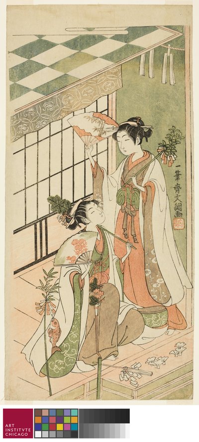The Shrine Dancers by Ippitsusai Bunchō
