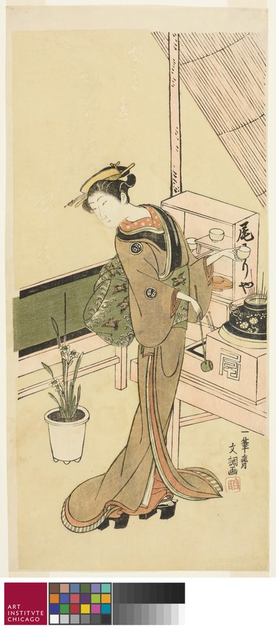 Waitress at the Owariya Teahouse, c.1768 by Ippitsusai Bunchō
