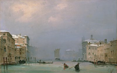 Grand Canal with Snow and Ice by Ippolito Caffi