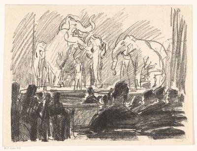 Elephants Performing on a Stage by Isaac Israels