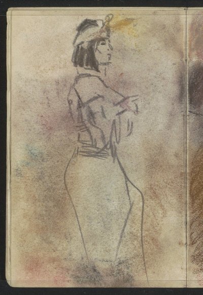 Standing Woman in Oriental Clothing, in Profile by Isaac Israels