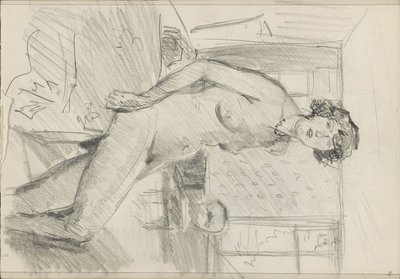 Seated Female Nude in an Interior by Isaac Israels