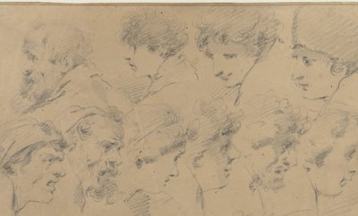 Study Sheet with Ten Heads by Isaac Walraven (possibly)