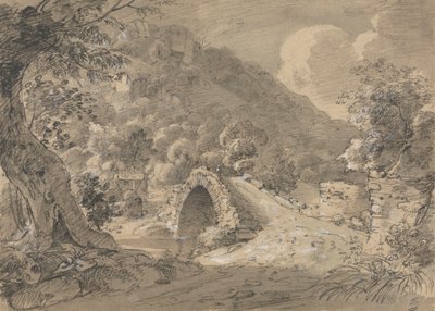 Mountainous Landscape with a Bridge and House by Isaac Weld