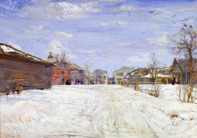 Street Scene in Winter by Isaak Israilevich Brodsky