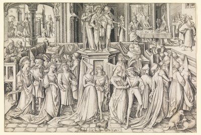 Dance of the Daughters of Herodias by Israhel van Meckenem