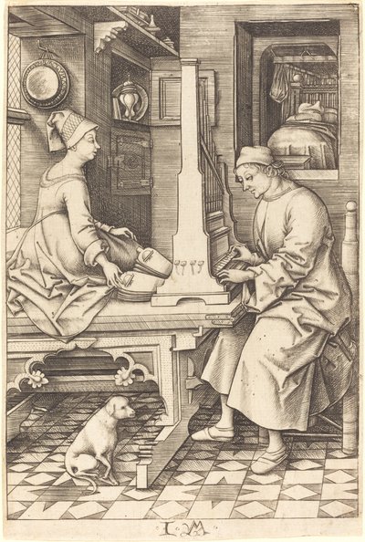 The Organ Player and His Wife by Israhel van Meckenem