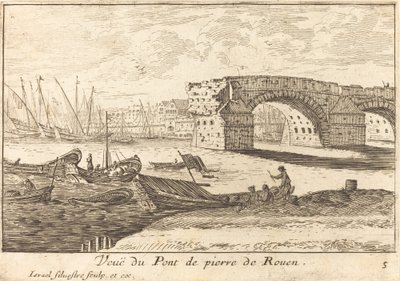 View of the Stone Bridge of Rouen by Israël Silvestre