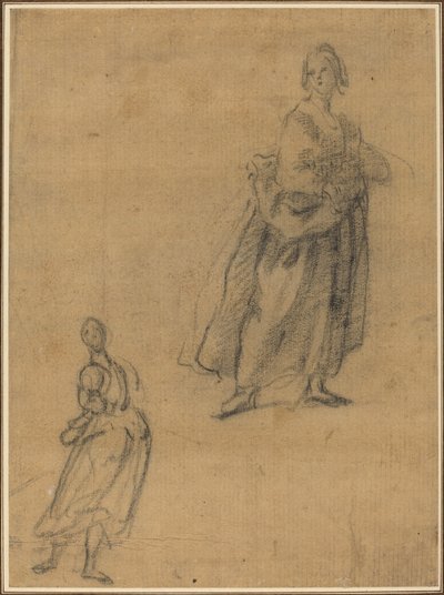 Two Studies of a Standing Woman by Italian 17th Century