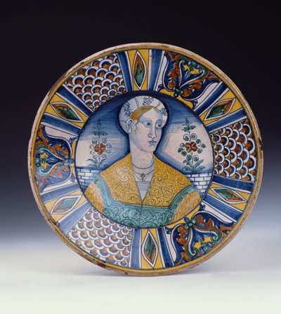 A Deruta large portrait dish, c.1530 by Italian School