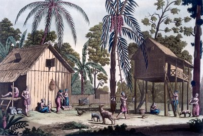 A Native Settlement in Sumatra, c.1820s-30s by Italian School