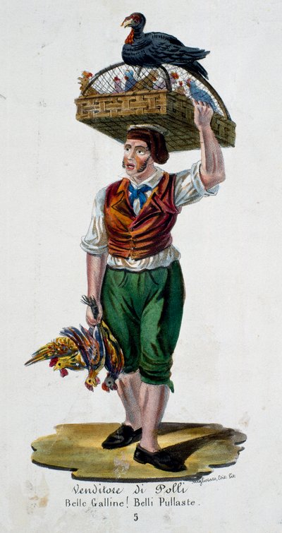 Chicken seller, Italy by Italian School