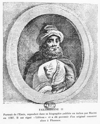 Emir Fakhr-al-Din II (engraving) by Italian School