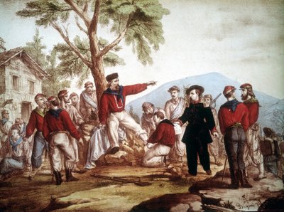 Garibaldi (1807-1882) wounded in Aspromonte by Italian School